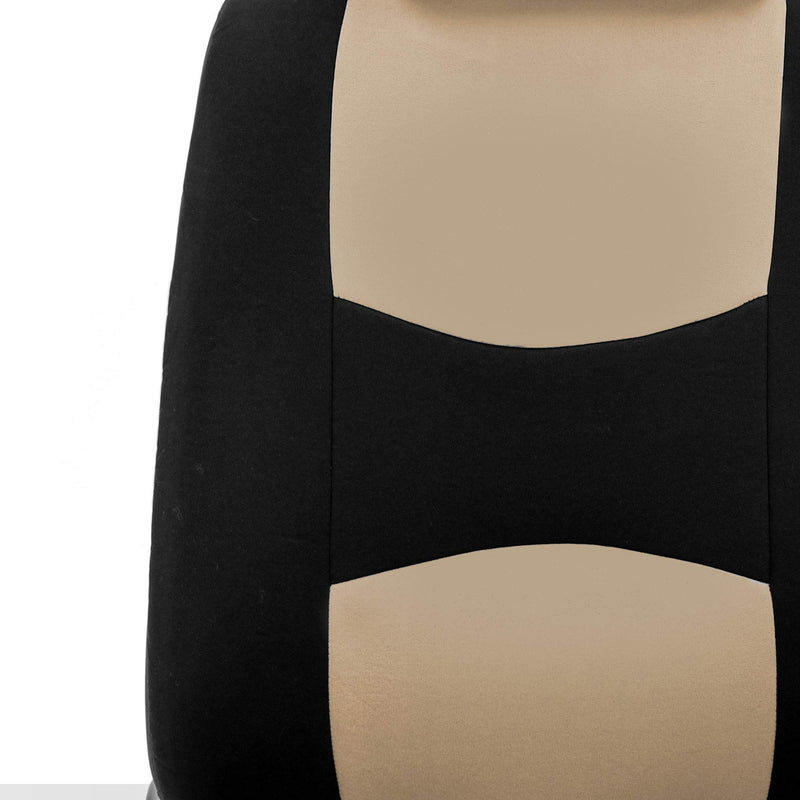  [AUSTRALIA] - FH Group Beige FB050BEIGE012 Fabric Bench Car Seat Cover with 2 Headrests