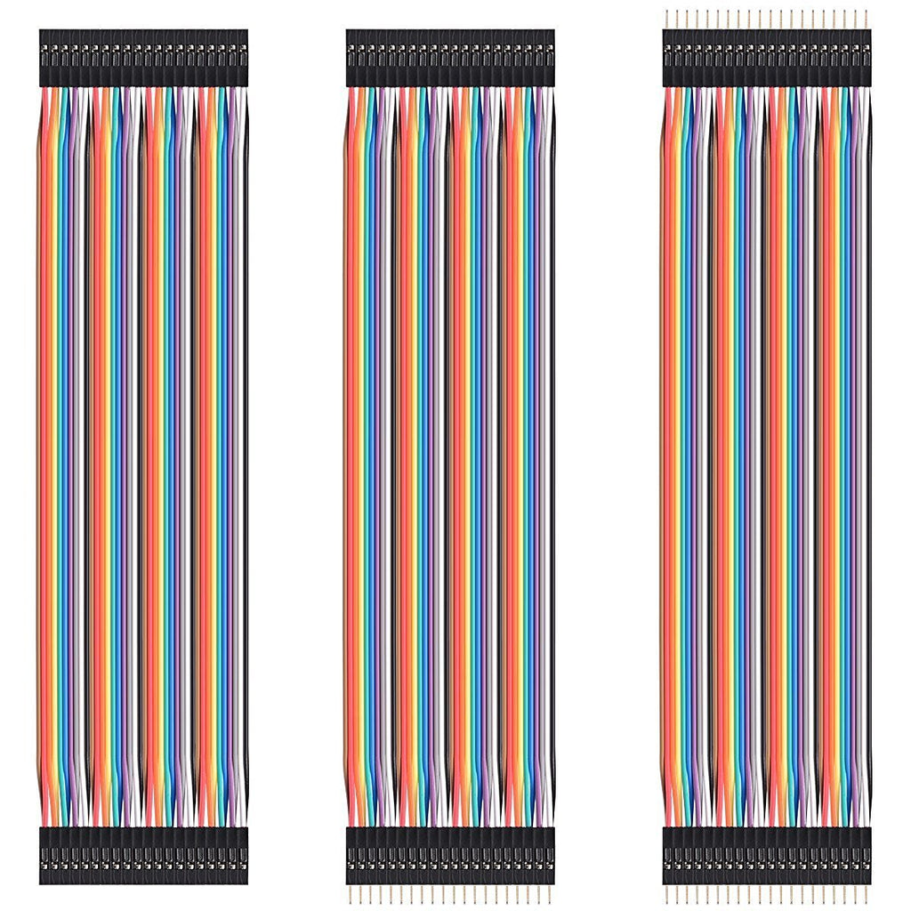  [AUSTRALIA] - HiLetgo 120pcs/3x40pcs Breadboard Jumper Wires Prototype Board Dupont Wire Male to Male, Male to Female, Female to Female, 2.54mm to 2.54mm 20CM Wires Assortment Kit for Arduino Raspberry PI DIY