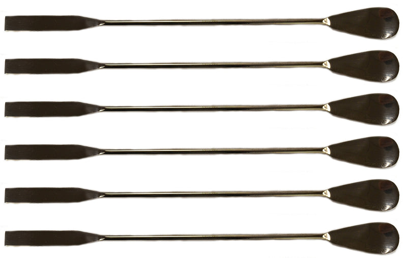  [AUSTRALIA] - 6-Pack - 9" Spoon Spatulas, Polished Stainless Steel, Individually Wrapped - 3/4" Wide End, 5/16" Narrow End