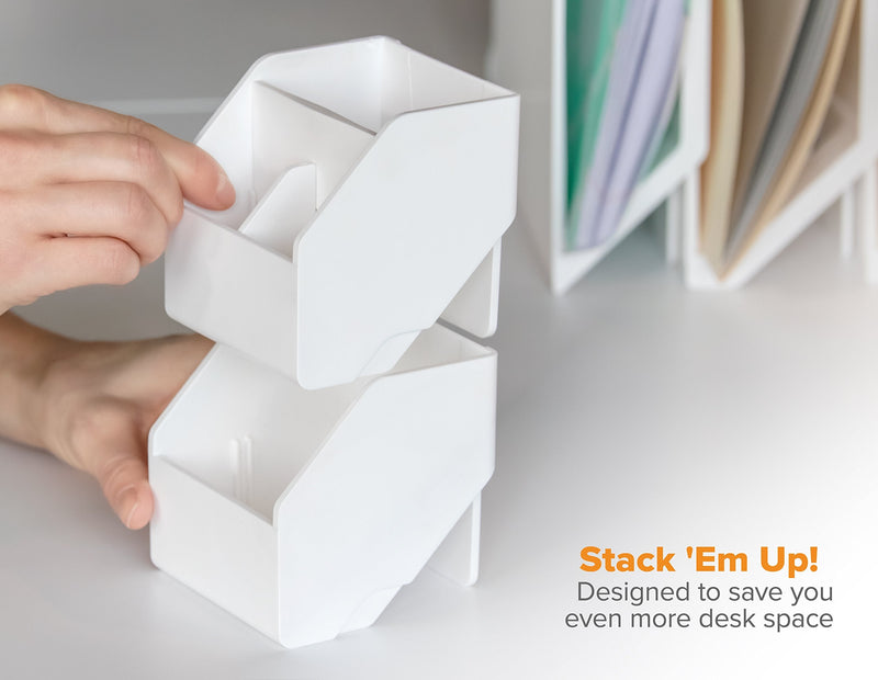  [AUSTRALIA] - Bostitch Office Konnect Wide Pencil Holder Desk Organizer, Removable Lid & Dividers, Gray (KT-WCUP-Gray)