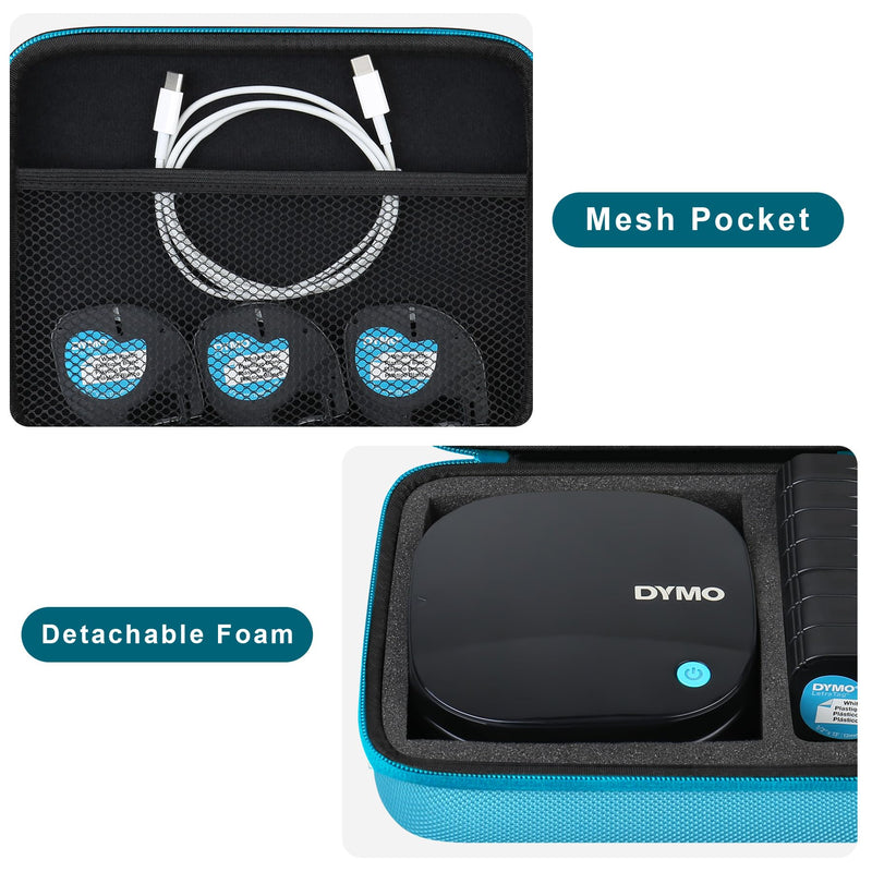  [AUSTRALIA] - Canboc Hard Carrying Case for DYMO LetraTag 200B Bluetooth Label Maker, Compact Bluetooth Wireless Label Printer Case Fits Label Tapes and Batteries, Blue(Only Case)