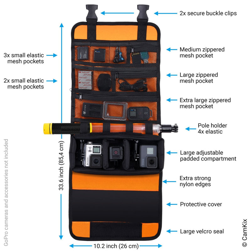  [AUSTRALIA] - CamKix Roll-Out Bag with Waist/Shoulder Strap Compatible with GoPro Hero and DJI osmo Action + Other Action/Compact Cameras - Multiple Carry Options (Hand, Shoulder, Waist, Back) - Smart Case