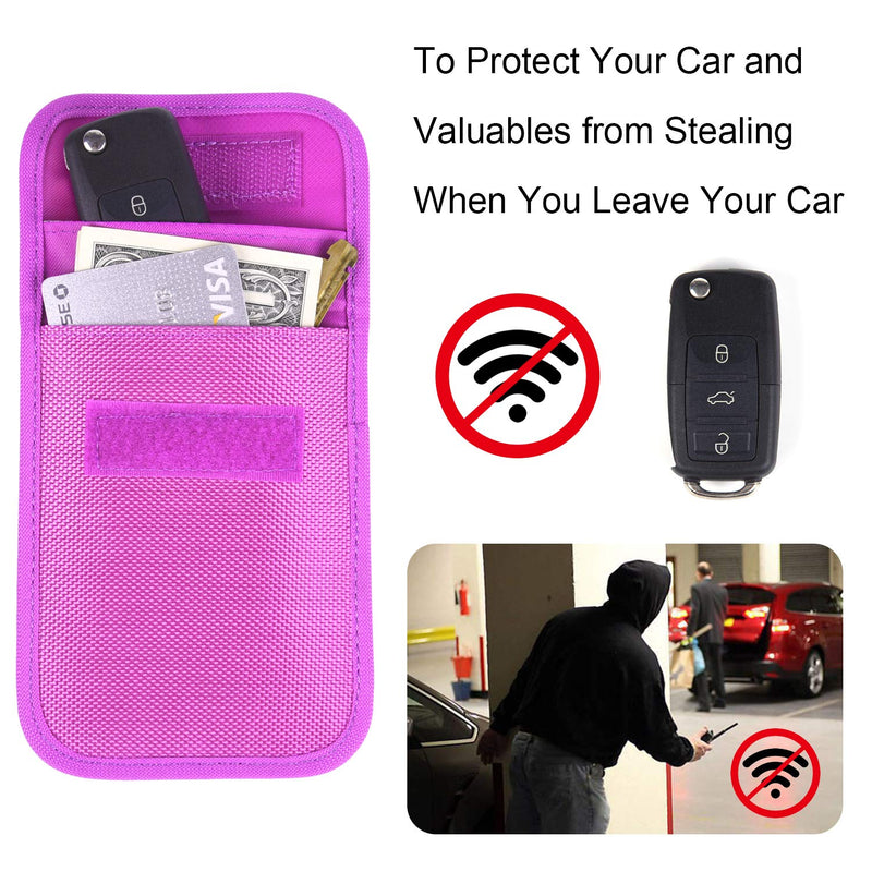 Faraday Bag for Key Fob, Wisdompro WP4694 RFID Key Fob Protector RF Car Signal Blocking, Anti-Theft Pouch, Anti-Hacking Case Blocker - Purple - LeoForward Australia