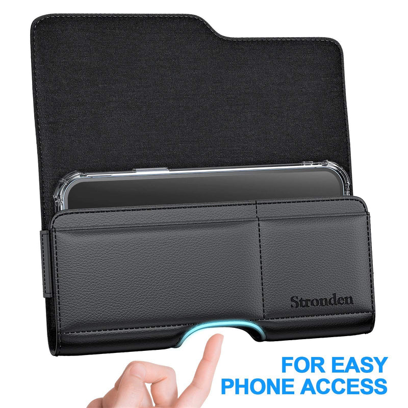  [AUSTRALIA] - Stronden Holster for iPhone 13 Pro Max, 12 Pro Max, 11 Pro Max, XS Max, 8 Plus - Leather Belt Case with Belt Clip [Magnetic Closure] Pouch w/Built in Card Holder (Fits Slim/Thin Case Only)