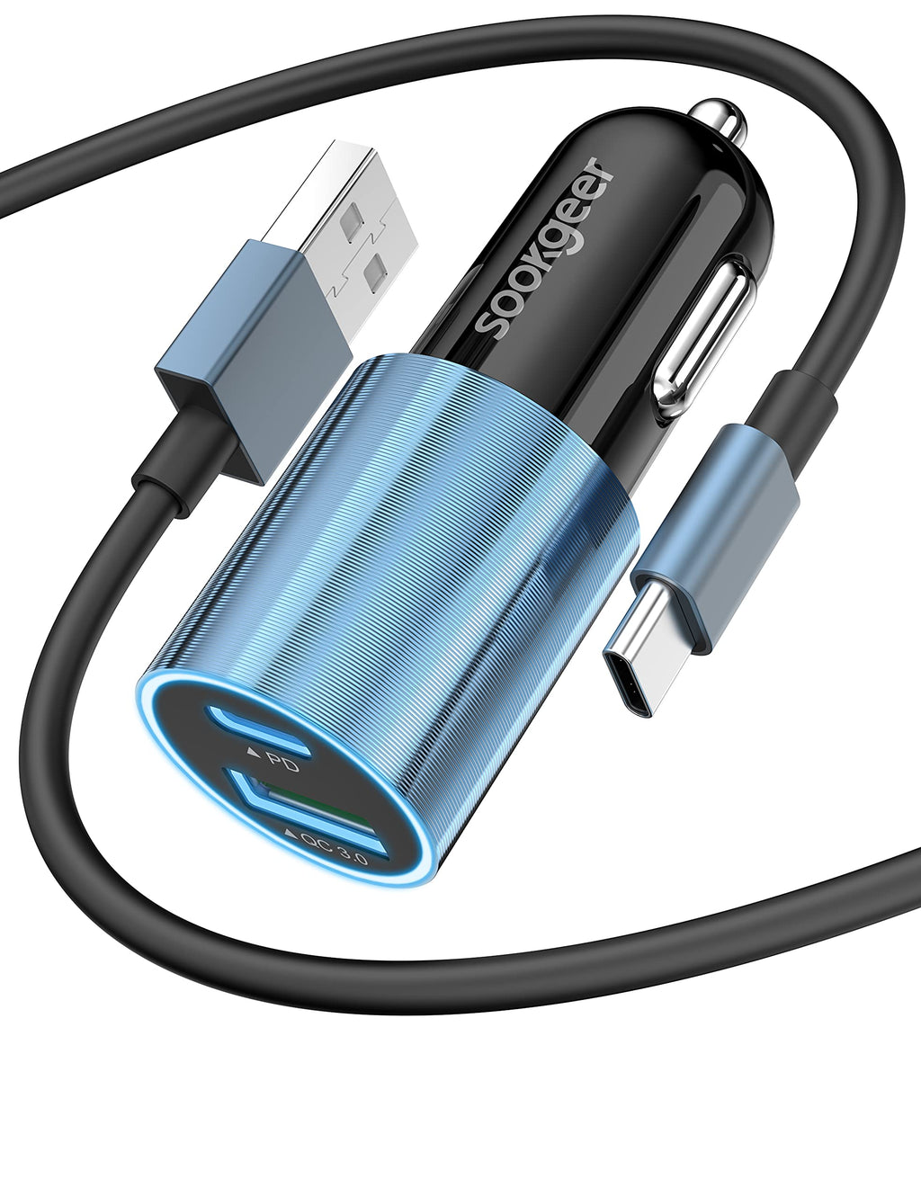  [AUSTRALIA] - USB C Car Charger 45w Car Charger Adapter Fast Charging USB Cable[3.3ft] Compatible for iPhone13/12/11Pro/MAX/XS/XR/8/SE 2020/iPad 8th/Pro/Air4/mini, Google Pixel 5, Samsung Cigarette USB Charger