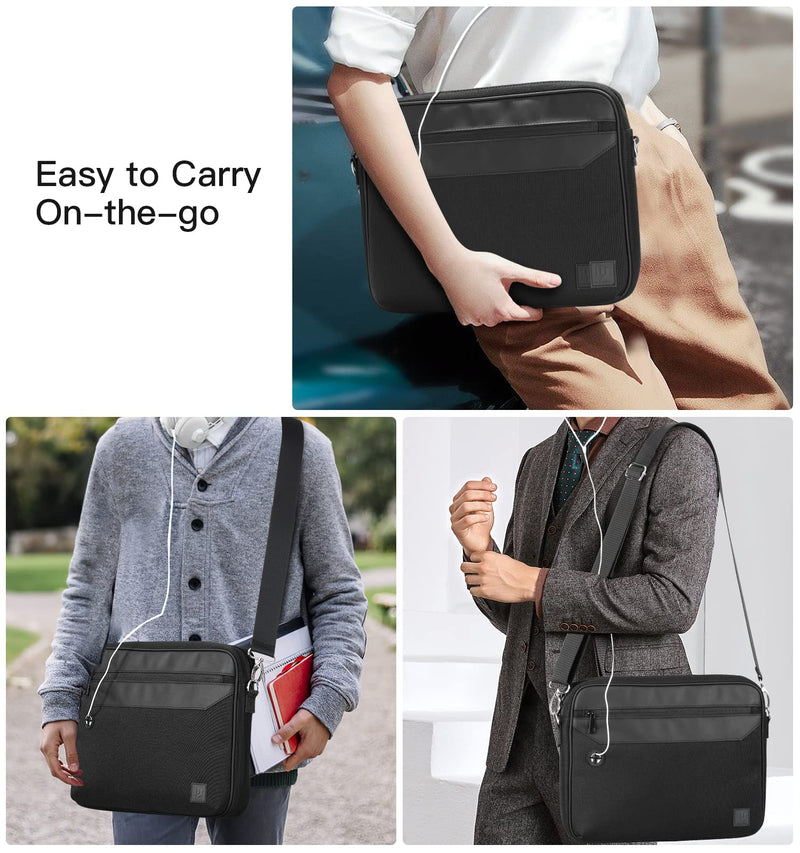  [AUSTRALIA] - Dadanism 12.9 Inch Tablet Sleeve Bag Carrying Case for iPad Pro 12.9 M2 6th/5th/4th/3rd/2nd/1st Gen, 12.4" Galaxy Tab S9+/S8+/S7 FE/S7+, 12.3" Surface Pro 7/6/5/4, with Shoulder Strap & Pockets, Black