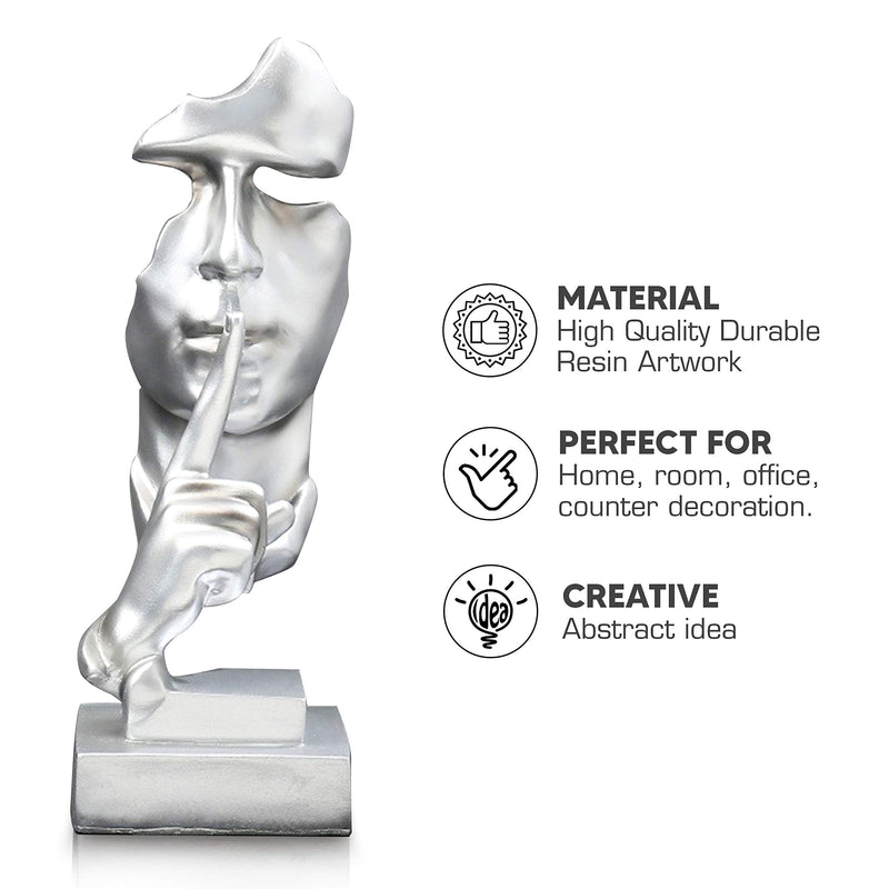  [AUSTRALIA] - Modern and Creative Silence Thinker of Men Statue Great Abstract Decorative Figurine Sculpture for Home and Living Room Decor Great for Office Or Desk (Black) Black