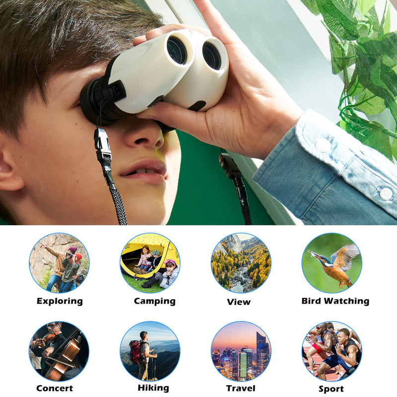  [AUSTRALIA] - BRESSER 7x20 Compact High Resolution Shockproof Binoculars for Kids White