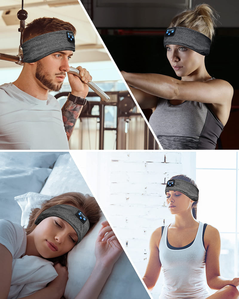  [AUSTRALIA] - Sleeping Headphones Bluetooth Headband, Perytong Soft Sleep Headphones Headbands,Long Time Play Sleeping Headsets with Built in Speakers Perfect for Workout,Running,Yoga,Travel DarkGray