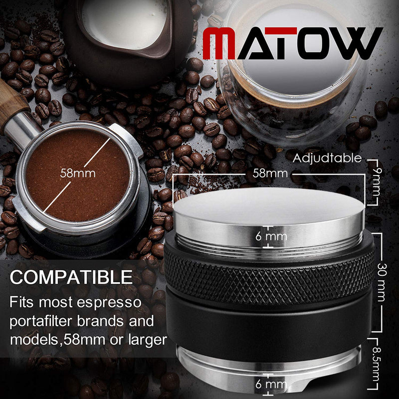  [AUSTRALIA] - 58mm Coffee Distributor & Tamper, MATOW Dual Head Coffee Leveler Fits for Portafilter, Increased Adjustable Depth- Professional Espresso Hand Tampers