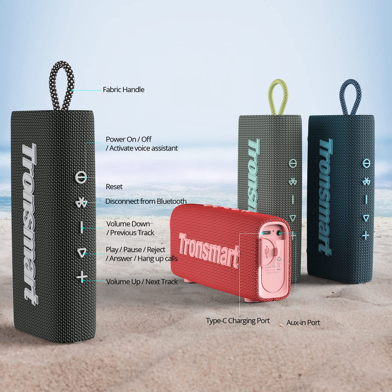  [AUSTRALIA] - Portable Bluetooth Speaker, Tronsmart Trip Wireless Waterproof Speaker with 10W Output, Bluetooth 5.3, IPX7 Waterproof, 20H Playtime, Built-in Mic (Black) Black