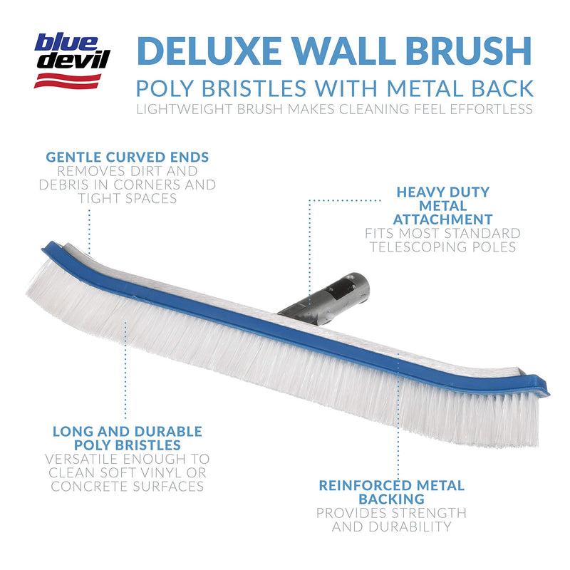Blue Devil Pool Wall Brush Deluxe with Poly Bristles - 18" Blue - LeoForward Australia
