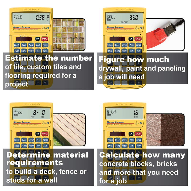  [AUSTRALIA] - Calculated Industries 4019 Material Estimator Calculator | Finds Project Building Material Costs for DIY’s, Contractors, Tradesmen, Handymen and Construction Estimating Professionals,Yellow Pack of 1