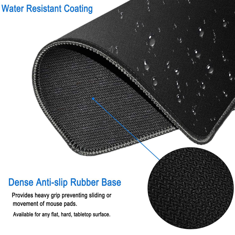  [AUSTRALIA] - Mouse Pad, Durable Medium Black Waterproof Computer Mouse Pad with Stitched Edges, Gaming Mousepad Non-Slip Rubber Base Mouse Mat for Laptop, Gaming, Office, Home, 11.8x9.8x0.12 Inch, (Black)