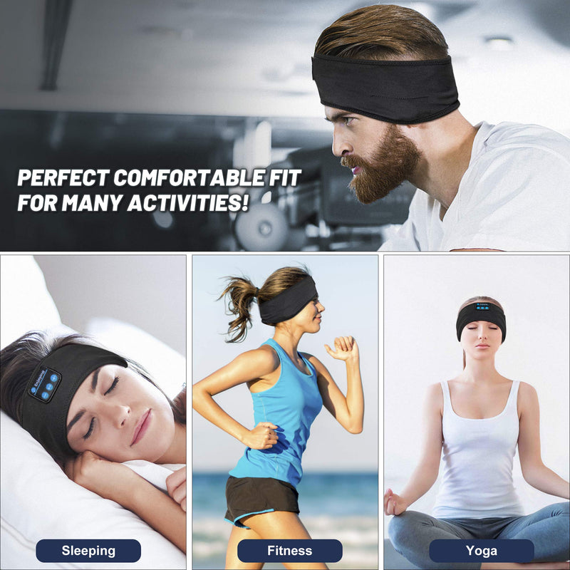  [AUSTRALIA] - Sleep Headphones Wireless, Perytong Bluetooth Sports Headband Headphones with Ultra-Thin HD Stereo Speakers Perfect for Sleeping,Workout,Jogging,Yoga,Insomnia, Air Travel, Meditation Black