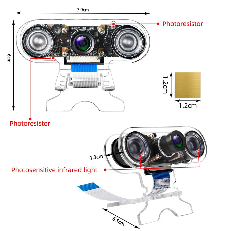  [AUSTRALIA] - Smraza Camera Module for Raspberry Pi 4 with 5MP 1080p OV5647 Video Webcam Supports Night Vision Camera Module Compatible with Raspberry Pi 3 B+ / 3B / 2 Model B B+