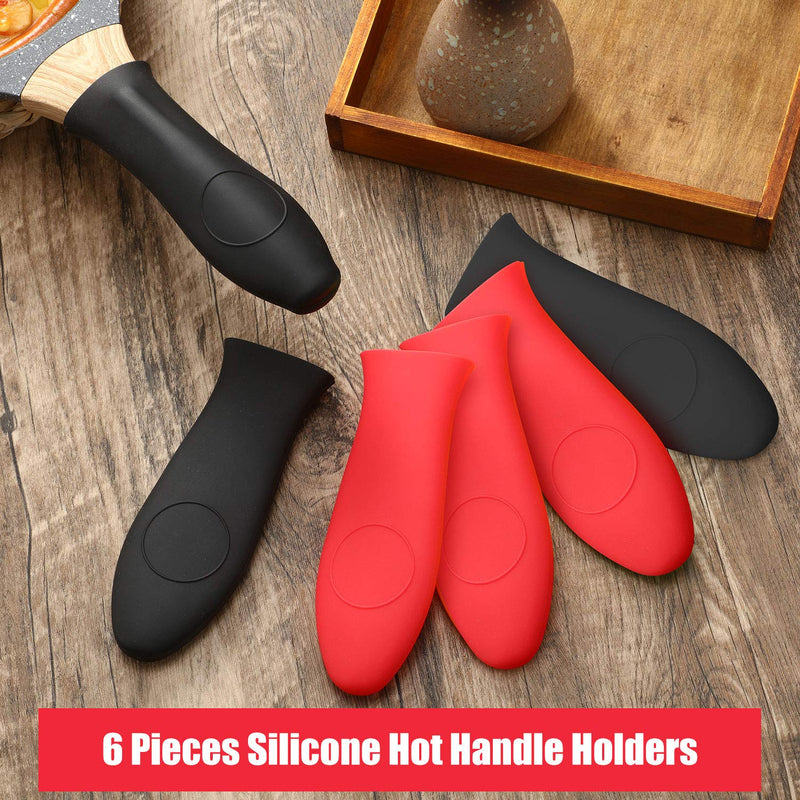  [AUSTRALIA] - Silicone Hot Handle Cover, Potholder for Cast Iron Skillet, Rubber Heat Resistant Pot Handle Sleeve, Heat Protecting for Pans, Griddles, Metal and Handles (Black and Red) Black and Red