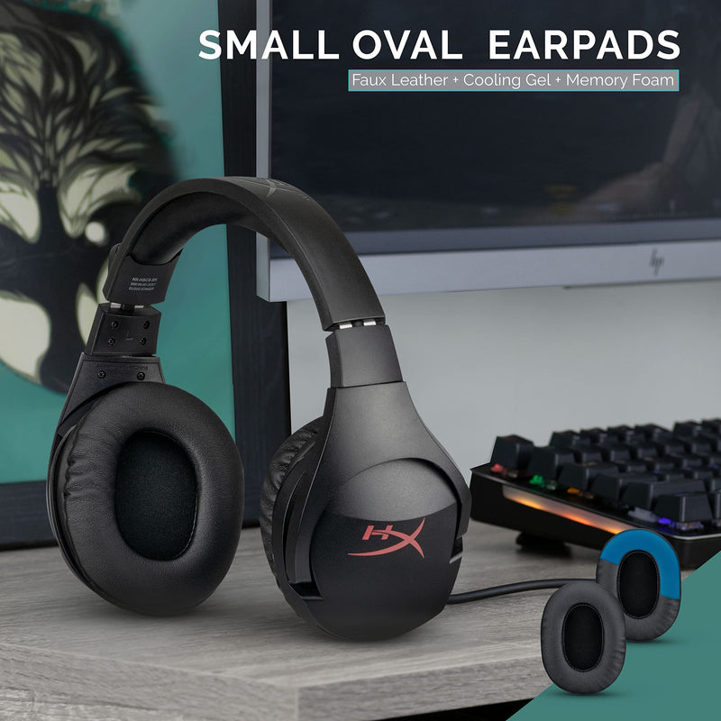  [AUSTRALIA] - Enhanced Gaming Headphone Earpads - Small Oval - PU Leather w/ Cooling Gel & Memory Foam for Steelseries, Hyperx, ATH-M50X, AKG, Turtlebeach, Sennheiser & More by Brainwavz (Black)