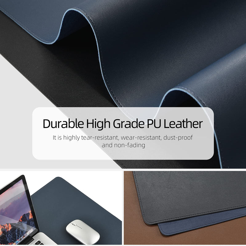 Leather Desk Pad,Wolaile 36x17 inch Large Mouse Pad,Waterproof Non-Slip Writing Desk Blotter,Computer Mat Desktop Protector for Office Home,Navy Blue Navy Blue - LeoForward Australia