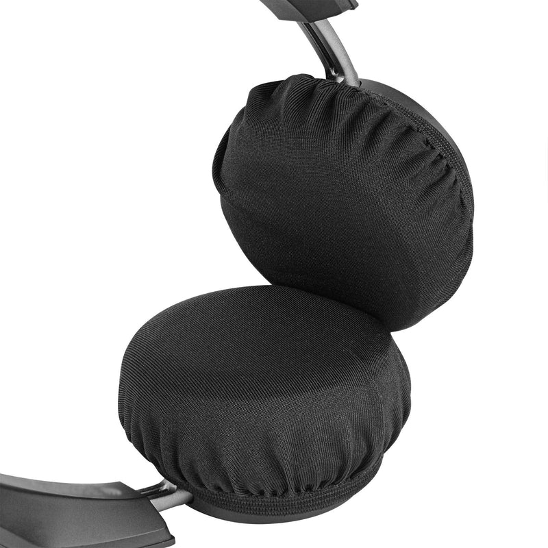  [AUSTRALIA] - Geekria 2 Pairs Flex Fabric Headphones Ear Covers, Washable & Stretchable Sanitary Earcup Protectors for On-Ear Headset Ear Pads, Sweat Cover for Warm & Comfort (S/Black) Black