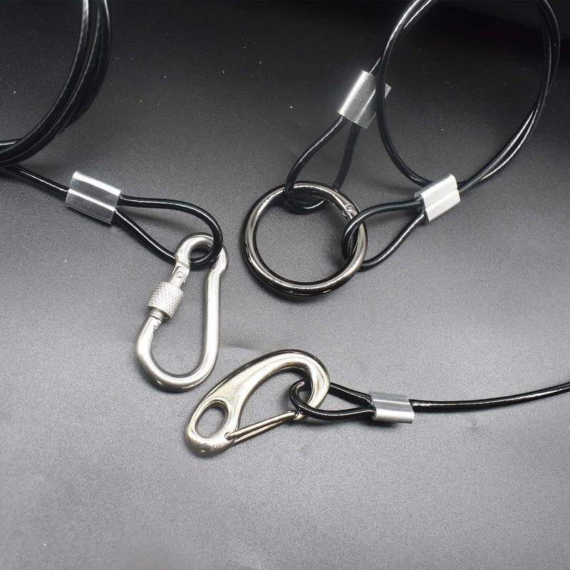  [AUSTRALIA] - Bytiyar 20 pcs 6 inch (15cm) 3mm Thickness Stainless Steel Wire Cable with Loops Vinyl Cover Coated Short Rope Lanyard Lock Safety Tether Chains, Black 6in/15cm Black_20Pcs