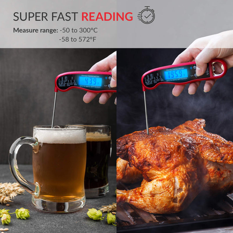  [AUSTRALIA] - Vulter | Gift Box Digital instant read BBQ food thermometer | Unique Christmas, Halloween, Birthday, gifts for Mom, Men, Woman who has everything | Red