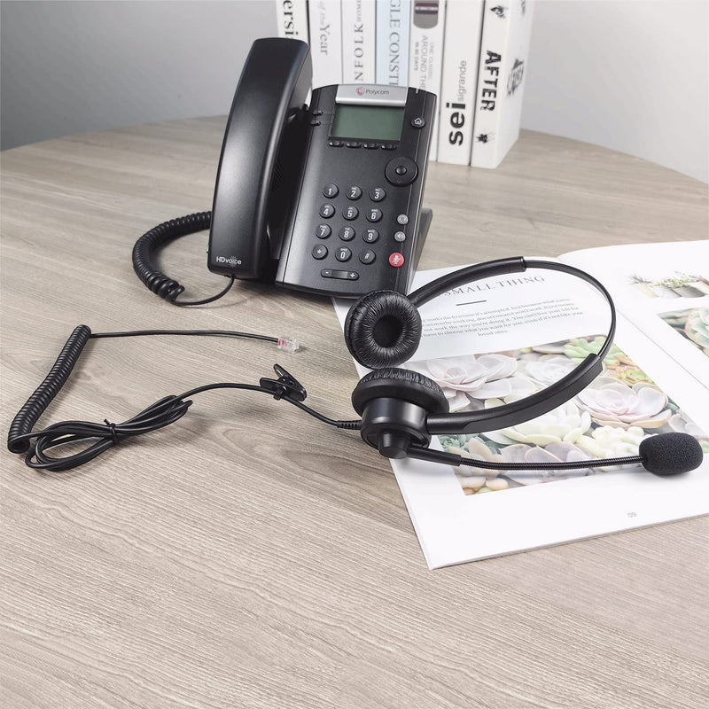  [AUSTRALIA] - RJ9 Phone Headsets with Microphone Noise Cancelling, Binaural Office Telephone Headsets Work for Polycom VVX411 VVX410 VVX400 VVX500 VVX310 VVX311 VVX350 VVX250 VVX201 VVX101 Landline Phones Black
