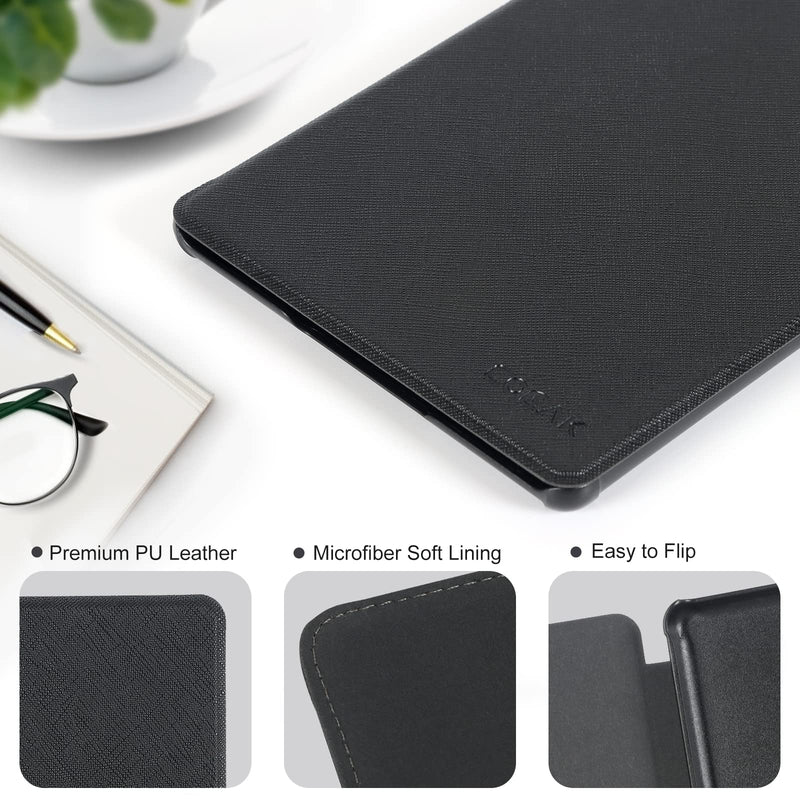  [AUSTRALIA] - CoBak Kindle Paperwhite Case - All New PU Leather Smart Cover with Auto Sleep Wake Feature for Kindle Paperwhite 11th Generation 6.8" and Signature Edition 2021 Released, Black