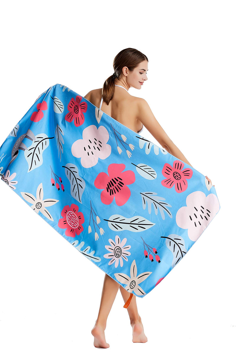  [AUSTRALIA] - CHARS Microfiber Quick Drying Beach Towel with a Carrying Bag, Super Absorbent Towel, Sand Free Towel, for Kids, Teens, Adults, Travel, Gym, Camping, Pool, Yoga, Outdoor and Picnic Flower large (30 x 60 inches)