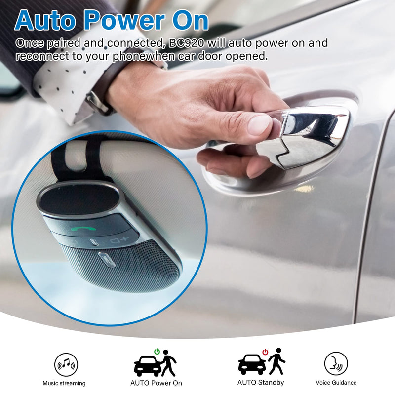  [AUSTRALIA] - SUNITEC Hands Free Bluetooth car Speaker for Cell Phone, Bluetooth Phone Speaker for car, AUTO Power ON Off car Bluetooth for Cell Phone Support Siri Voice Assistant - BC920