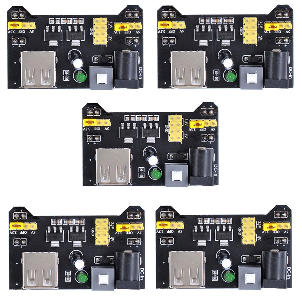  [AUSTRALIA] - Oiyagai 5pcs Breadboard Power Supply Module 3.3V/5V for Arduino Board Solderless Breadboard