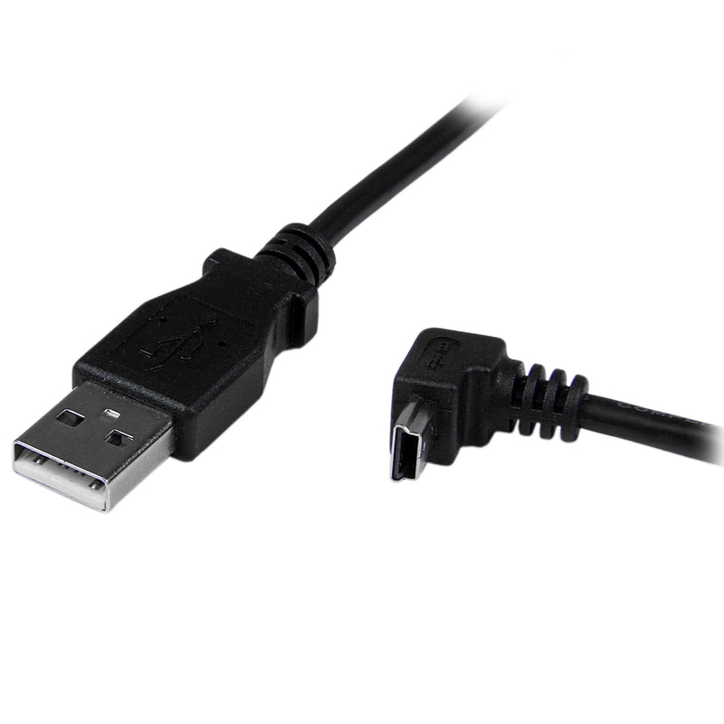  [AUSTRALIA] - StarTech.com Down Angle Mini USB Cable - 2m - Black - USB A to Mini USB B - USB to Mini USB Cable - Mini USB Charger - USB A to Mini B (USBAMB2MD) 6 ft / 2m