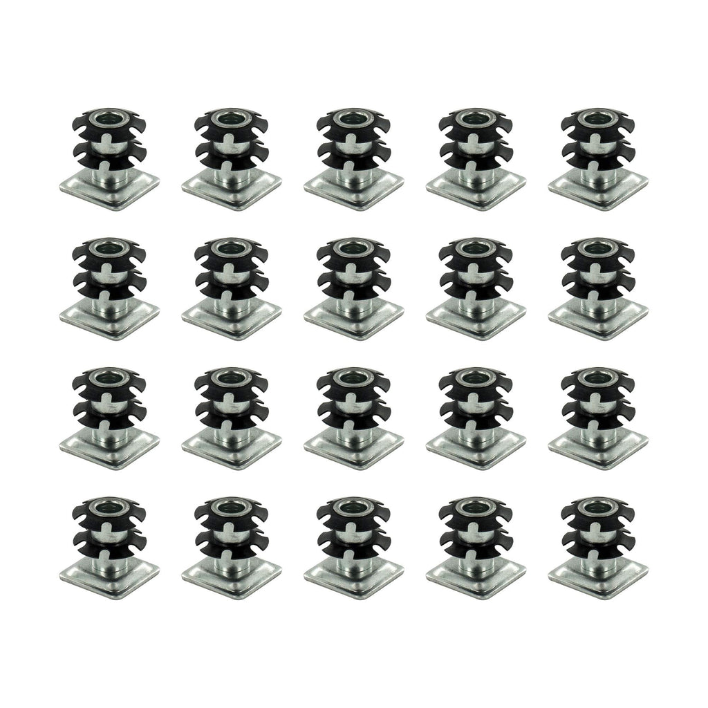  [AUSTRALIA] - (Pack of 20) Outwater Square Double Star Metal Caster Insert with Thread DS71-326. Thread: 3/8-16, Outside Diameter of Tube: 1", Gauge of Tube: 16/18 1 inch