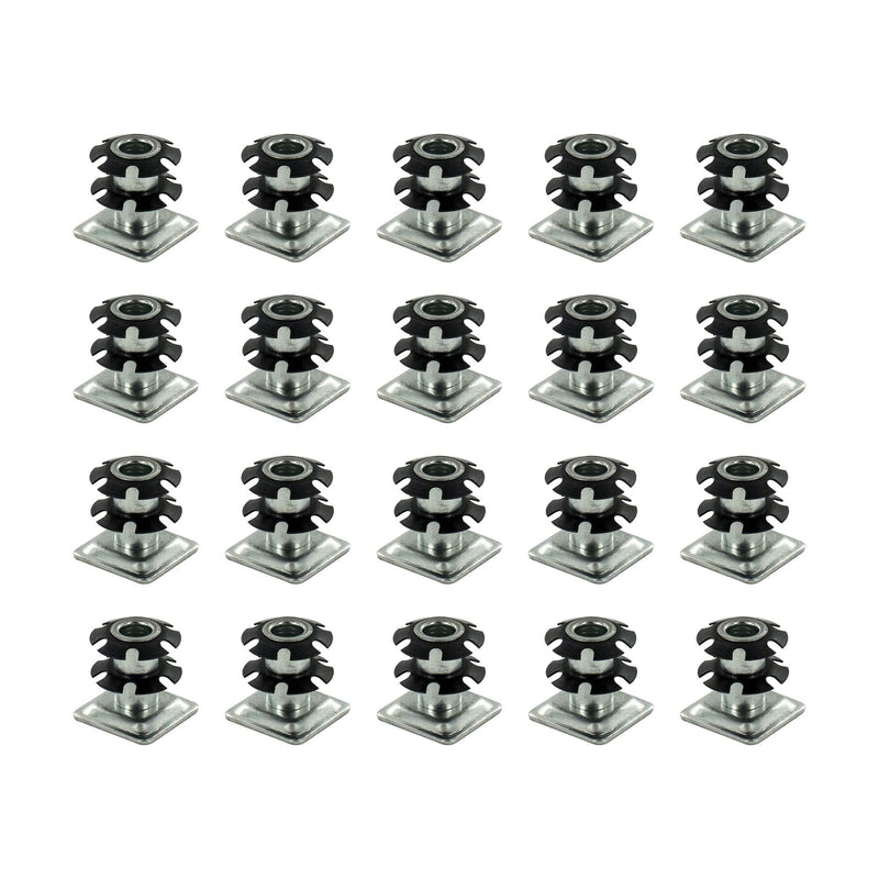  [AUSTRALIA] - (Pack of 20) Outwater Square Double Star Metal Caster Insert with Thread DS71-326. Thread: 3/8-16, Outside Diameter of Tube: 1", Gauge of Tube: 16/18 1 inch