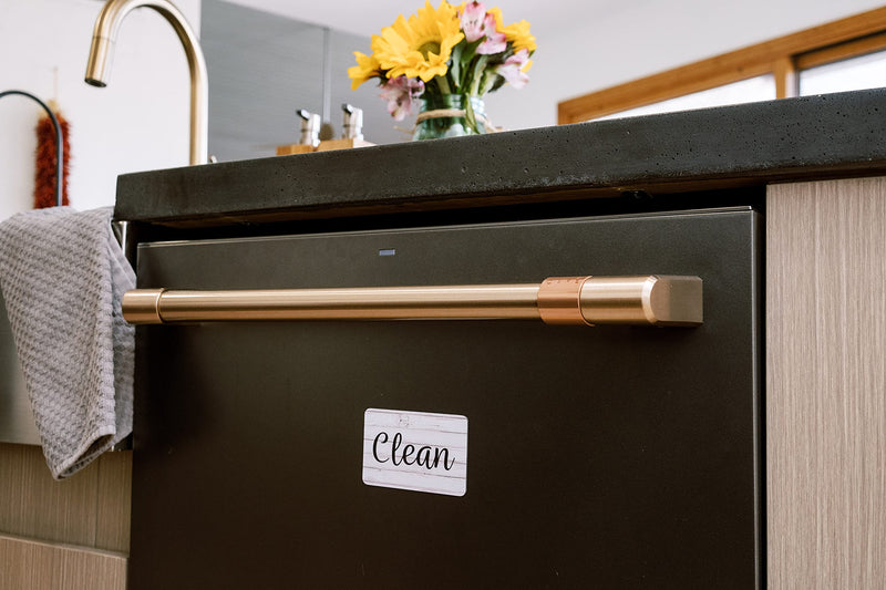 Black and White Wood Clean Dirty Dishwasher Magnet, Reversible Dish Washer Sign, Double Sided Strong Kitchen Flip Indicator, Bonus Universal Magnetic Plate, Neutral Rustic White and Black Magnet Black & White - LeoForward Australia