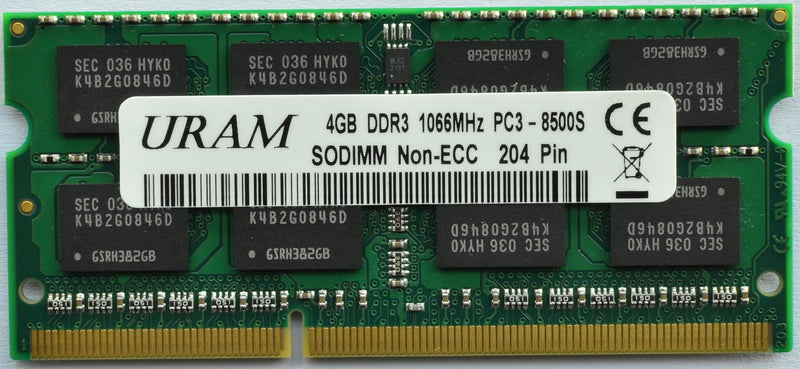  [AUSTRALIA] - URAM Laptop Memory 4GB DDR3 1066MHz 1067MHz PC3-8500S Samsung IC RAM SODIMM or Apple Mc, Intel,and AMD Systems