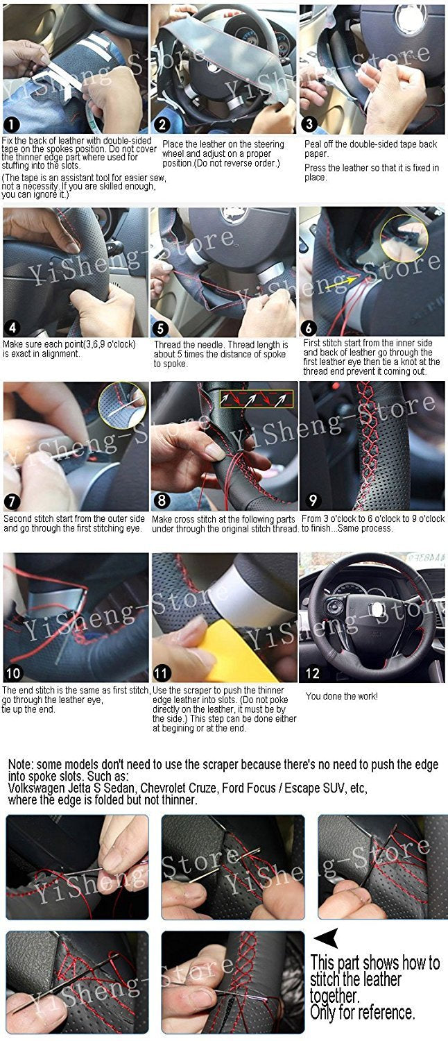  [AUSTRALIA] - Eiseng Steering Wheel Cover for BMW 128i 135i / for BMW E90 E91 325i 328i 328i XDrive/for BMW 330i / for BMW 335i 335 Xi 335D 335i XDrive Black Microfiber Leather Interior accessories (Black Thread) Black Thread