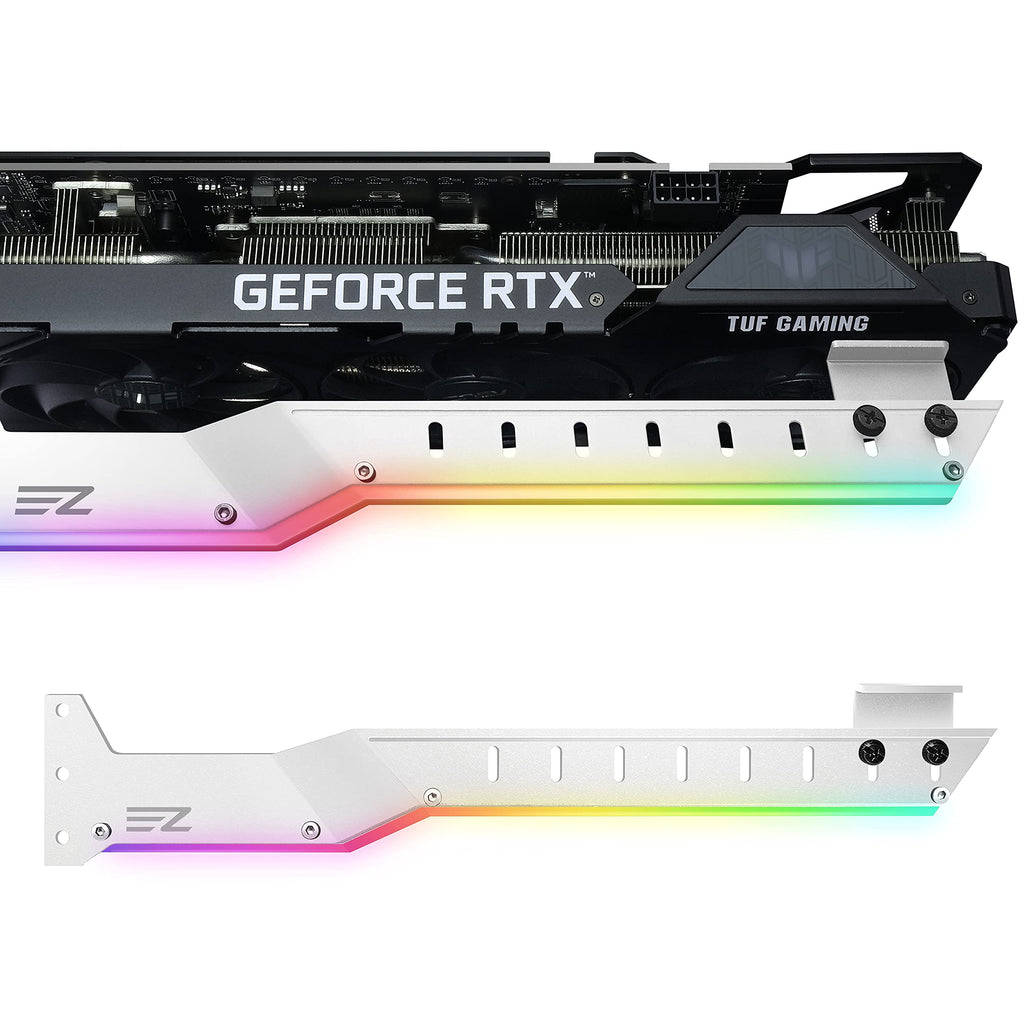  [AUSTRALIA] - EZDIY-FAB GPU Holder Brace Graphics Card GPU Support Video Card Holder Bracket with 5V 3 Pin ARGB LED, Video Card Sag Holder/Holster Bracket Support RX6700,RTX3090- 309EZ-White White bracket with ARGB