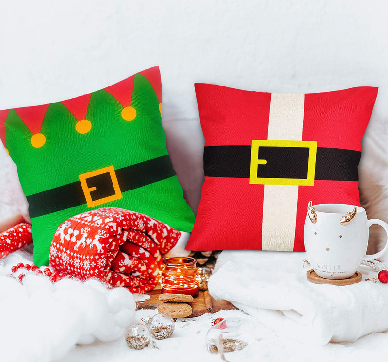  [AUSTRALIA] - MISS FANTASY Christmas Pillowcase Set of 4 Christmas Pillow Covers 18x18 Christmas Outdoor Pillow Covers Xmas Decorative Throw Pillow Covers 18x18 Holiday Cushion Covers for Sofa Couch
