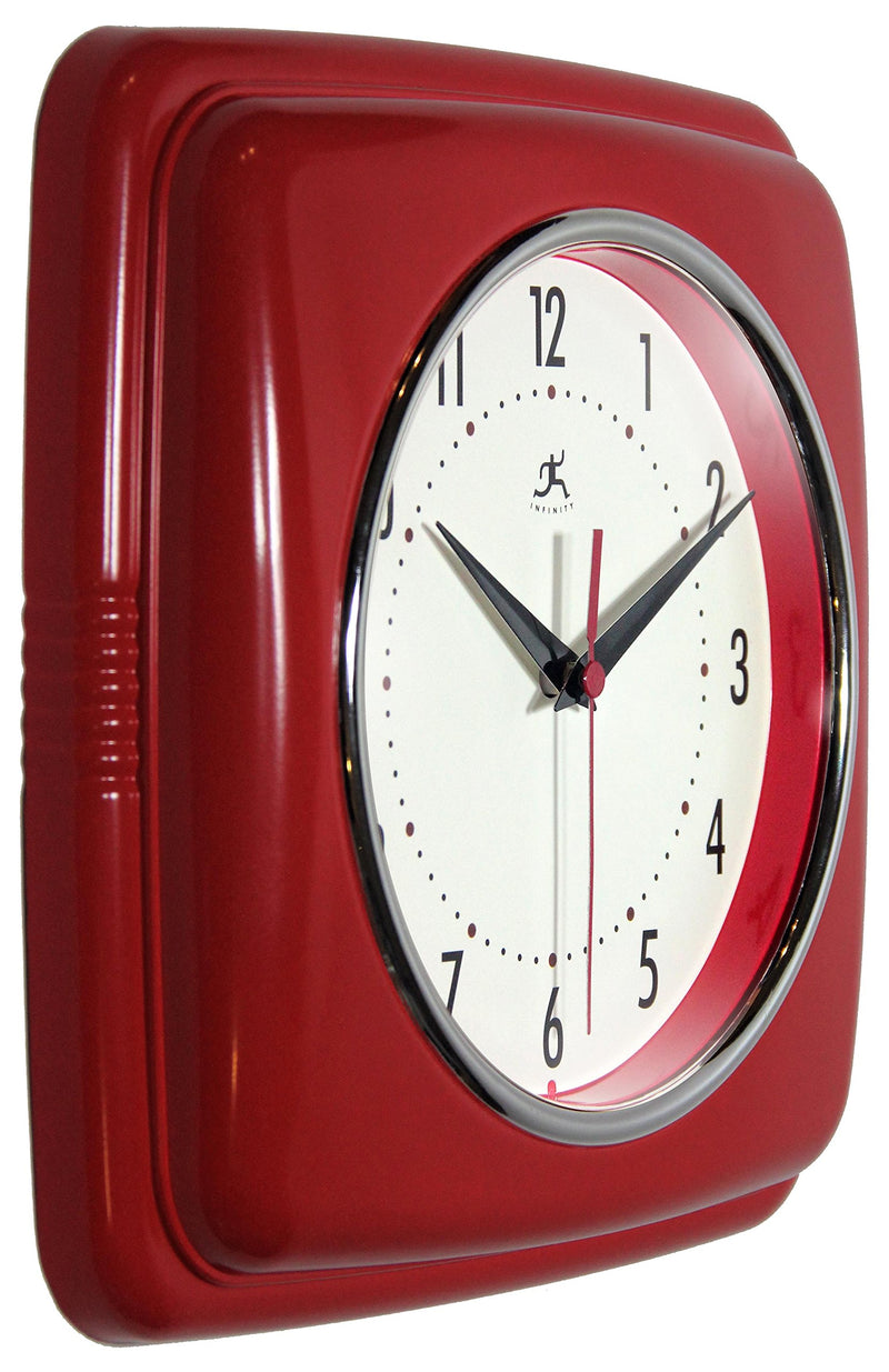 Infinity Instruments 13228RD-4103 Square Clock, Red - LeoForward Australia