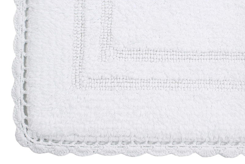  [AUSTRALIA] - Home Weavers Casual Elegence Bathmat Collection Absorbent Cotton Soft Reversible Bath Rug, Machine Washable, 17"X24", White 17"X24"
