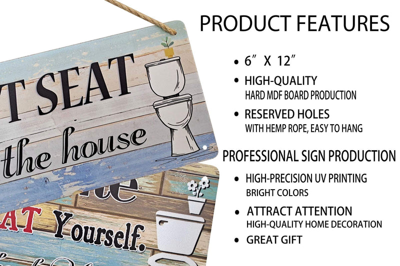  [AUSTRALIA] - Vincenicy Funny Bathroom Hanging Wall Decor Sign 12"x6" - Best Seat in The House- Farmhouse Rustic Wall Art Decor for Kids Guest Bathroom Wood Sign Wood Plaque 12"x6" (30cm X 20cm)