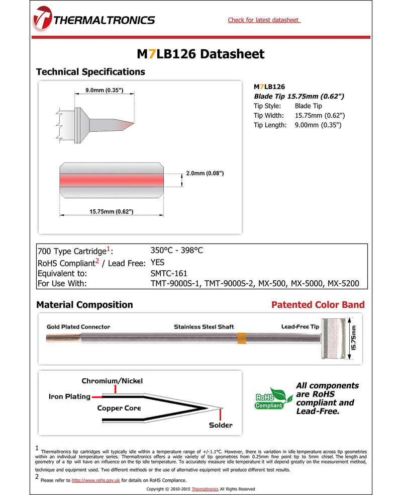  [AUSTRALIA] - Thermaltronics M7LB126 Blade Tip 15.75mm (0.62in) interchangeable for Metcal SMTC-161