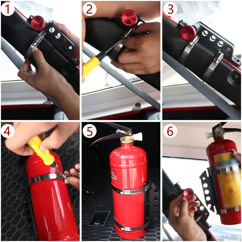  [AUSTRALIA] - Bestaoo Adjustable Roll Bar Fire Extinguisher Mount Holder for Jeep Wrangler TJ JK JKU JL UTV Polaris RZR Ranger Camper Van, Aluminum, Quick Release