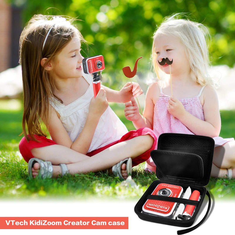  [AUSTRALIA] - Kid Toy Camera Case for VTech Kidizoom Creator Cam Video Camera, Hard Travel Carrying Storage with Accessories Pocket - Black