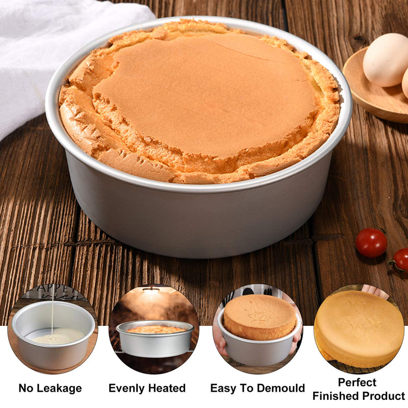  [AUSTRALIA] - Aluminum Round Cake Pans, OAMCEG 3 Pcs (4"/6"/8") Professional Nonstick & Leakproof Round Baking Pans Layer Cake Pans Tin Set with Removable Bottom for Birthday Wedding Tier Cake 4''+6''+8''