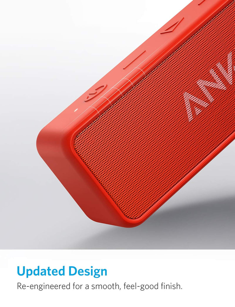 Anker SoundCore 2 Portable Bluetooth Speaker with Better Bass, 24-Hour Playtime, 66ft Bluetooth Range, IPX5 Water Resistance & Built-in Mic, Dual-Driver Wireless Speaker (Red) Red - LeoForward Australia