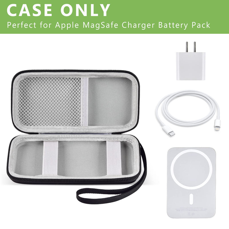  [AUSTRALIA] - Case Compatible with Apple MagSafe Charger Battery Pack, Holder for Mag Safe Magnetic Power Bank for iPhone 12, Storage with Strap & Mesh Pocket for 20W USB-C Power Adapter and Cable (Case Only) Black