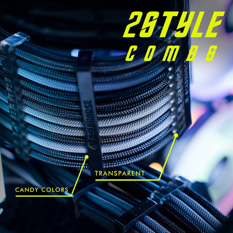  [AUSTRALIA] - Asiahorse 18AWG PSU Asiahorse PSU Cable Extension Sleeved Custom Mod GPU PC Power Supply Soft Braided with Two Color Comb Kit 24P/8P to 6+2P/ 8P to 4+4P 30CM 300MM - Black/Gery 4 packs black-gery
