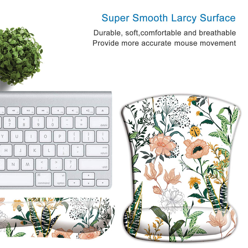 ITNRSIIET Upgraded Ergonomic Keyboard Wrist Rest and Mouse Wrist Rest Pad Set, Wrist Pad with Non-Slip Base for Computer, Laptop, Gaming, Working, Easy Typing & Pain Relief, Floral - LeoForward Australia